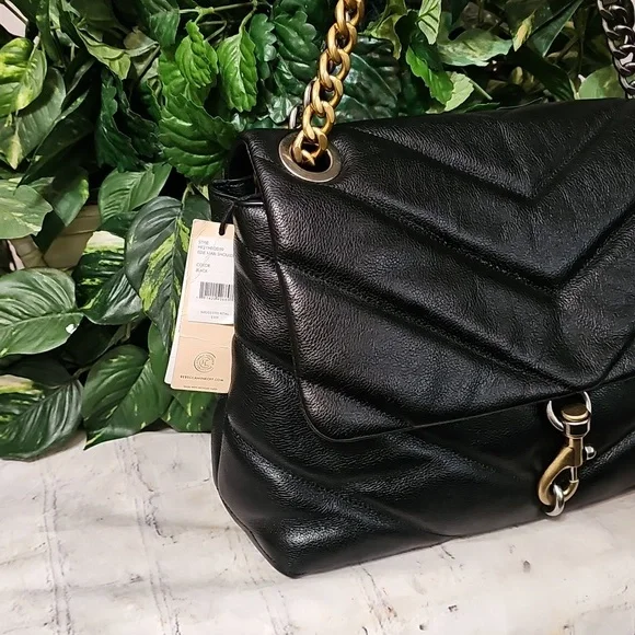 Rebecca Minkoff NWT 2 Faced Edie Black Maxi Quilted Chain Crossbody/Shoulder Bag - Picture 4 of 16